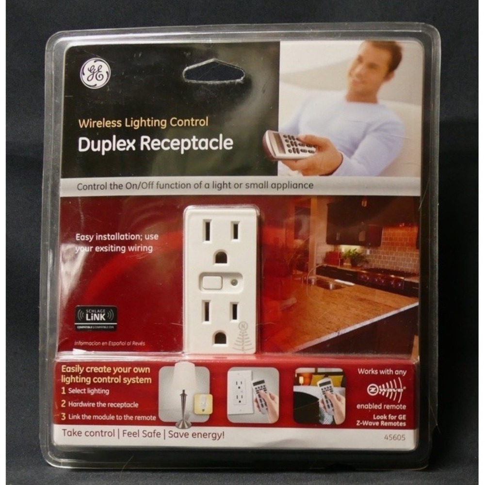 Brand New GE Duplex Receptacle with "Z-Wave" Remote Capability 110v Model 45605.